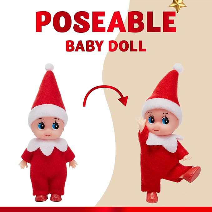 JOYIN 1 Pack Christmas Red Tiny Elf Soft Plush Toy for Adults Kids Accessories Party Favors Xmas Party Supplies Christmas Decor, Xmas Gift