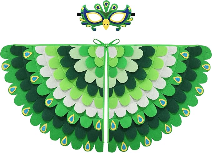 D.Q.Z Bird-Wings-Costume for Kids Dress Up, Felt Feathered Owl Parrot Chicken Animal Role Play Costume, Gift for Girl Boys