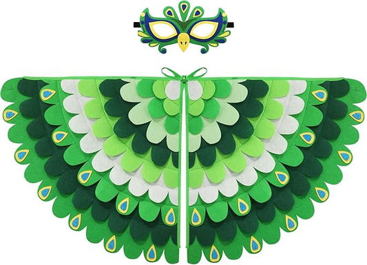 D.Q.Z Bird-Wings-Costume for Kids Dress Up, Felt Feathered Owl Parrot Chicken Animal Role Play Costume, Gift for Girl Boys