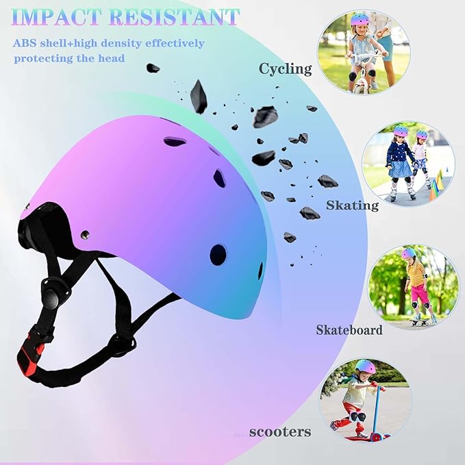 Kids Helmet,Toddler Skateboard Helmets for Ages 2-3-5-8-14 Years Boys Girls with Knee and Elbow Pads Wrist Guards fit Roller Skates,Skateboarding,Skating Scooter Adjustable Kids Helmet
