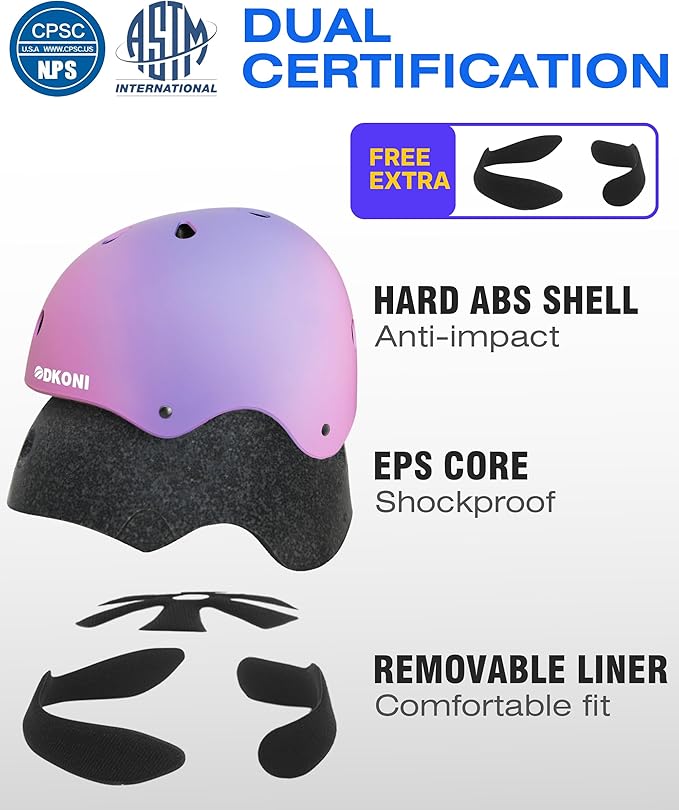 Kids Bike Helmet, Adjustable and Multi-Sport, from Toddler to Youth, 3 Sizes