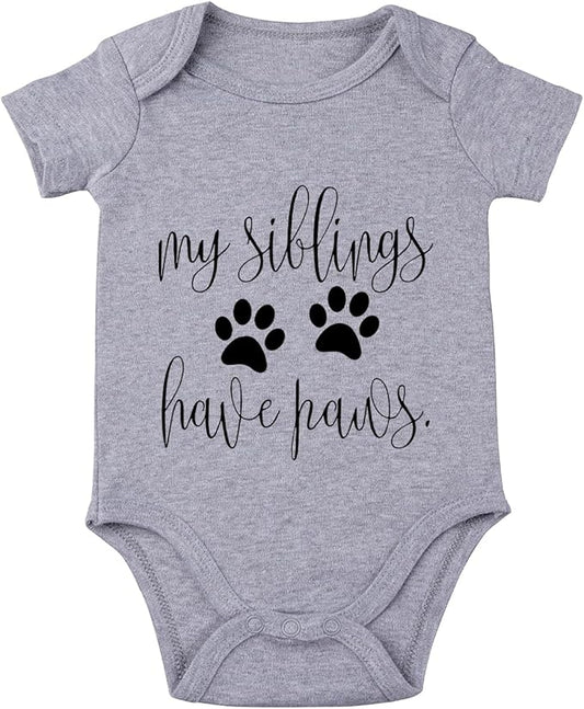 listery My Siblings Have Funny Paws Bodysuit Have Paws Baby Bodysuit Baby Paws Romper Dog Baby Bodysuit