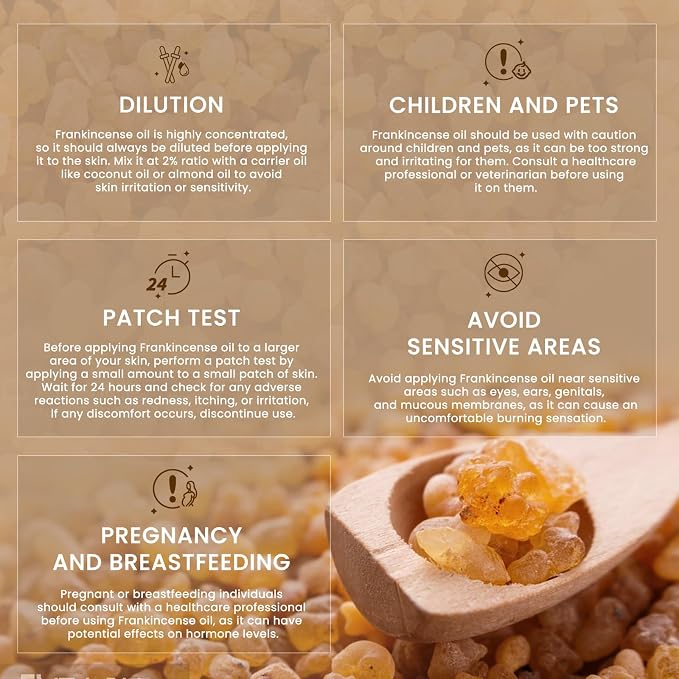 HIQILI Frankincense Essential Oil for Skin Care, Muscle & Knee Massage | Diffuser for Aromatherapy, Mix with Face Cream to Boosts Face Texture, Creating a Peaceful Atmosphere - 100mL / 3.38 fl oz