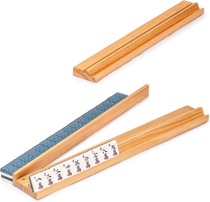 Yellow Mountain Imports American Mahjong Set, Atlantica with Fabric Case, 4 Wooden Pusher Racks, Wind Indicator, Dice & Wright Patterson Count Scoring Coins