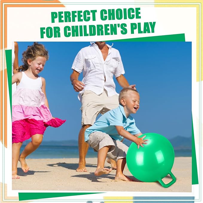 Kids Bouncy Hopper Ball with Handle Jumping Hopping Exercise Balls for Toddlers Boys Girls Indoor Outdoors Sports School Games Exercise Gifts(18 Inch,Green)