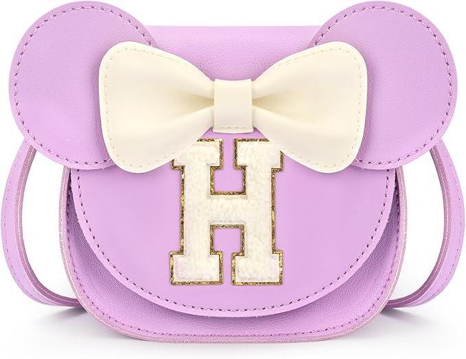 mibasies Toddler Purse Girl Gifts: Girls Birthday Gifts for 3-8 - Toys for Ages 2-4 Girls Mouse Ears Purse, Purple, Letter H