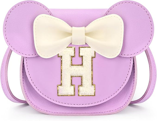 mibasies Toddler Purse Girl Gifts: Girls Birthday Gifts for 3-8 - Toys for Ages 2-4 Girls Mouse Ears Purse, Purple, Letter H