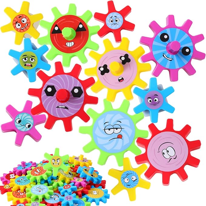 36 Pcs Magnetic Gears Interchangeable Learn Magnetic Spinning Gears for Magnetism Refrigerator or Whiteboard (Emoticon)