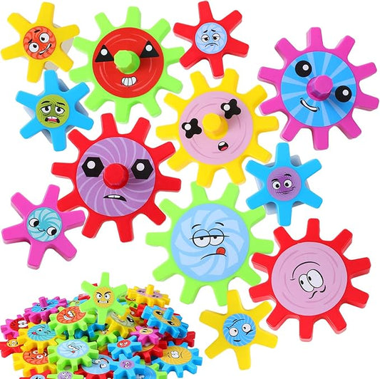 36 Pcs Magnetic Gears Interchangeable Learn Magnetic Spinning Gears for Magnetism Refrigerator or Whiteboard (Emoticon)