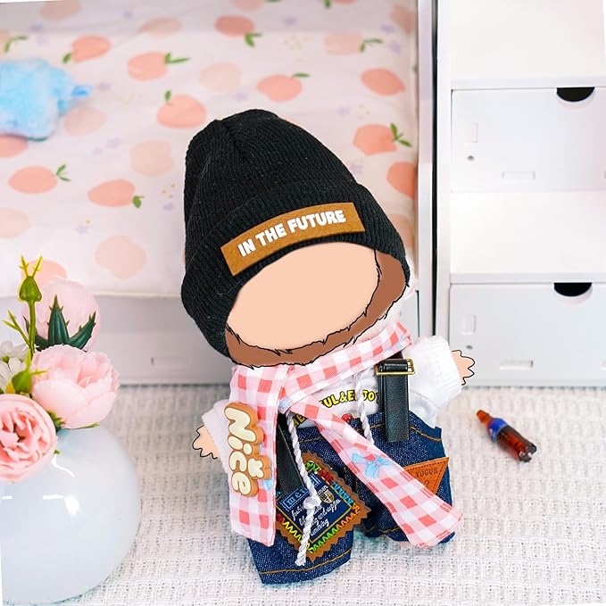 4 Piece 17cm Cool Doll Clothes and Accessories Set Stylish Hat Top Pants Outfit Edgy Doll Fashion Sets