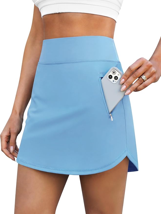LouKeith Golf Skirts for Women Tennis Skirt with Zipper Pockets High Waisted Running Casual Athletic Skorts Built-in Shorts