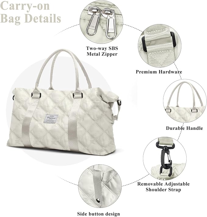 Travel Duffel Bag, Carry On Overnight Weekender Bags for Women | Travel Bag with Wet Pocket & Trolley Sleeve, For Spirit Airlines 18x14x8 Personal Item Bag