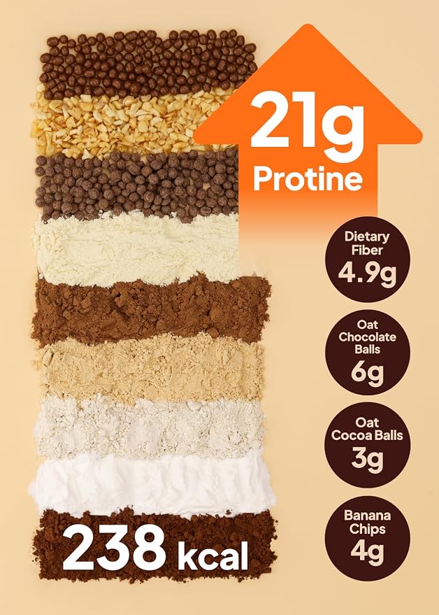 Korean Food Chocolate Protein Shake, 25g Protein, 7 Pouches Drink Mix Pack | Chocolate drink mix with 25g protein per pouch, just add water for a convenient beverage