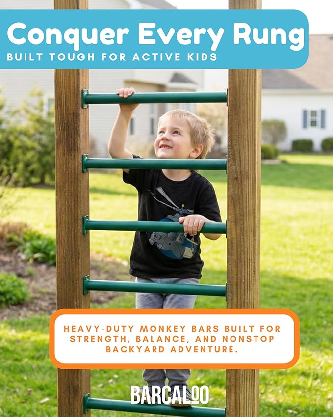 Barcaloo Swing Set Hardware 12 Pack Set Outdoor Monkey Bars for Backyard -16.5 inch Green Powder Coated Monkey Bar for Kids Indoor or Outdoor Playset Attachments