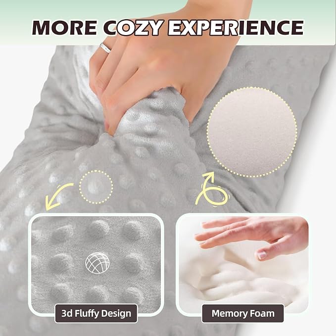 Roll Neck Bolster Pillow for Couch Memory Foam 24In Dark Grey Round Cervical Neck Pillows Support for Sleeping,Round Bolster Cushion for Bed,Legs,Back and Yoga