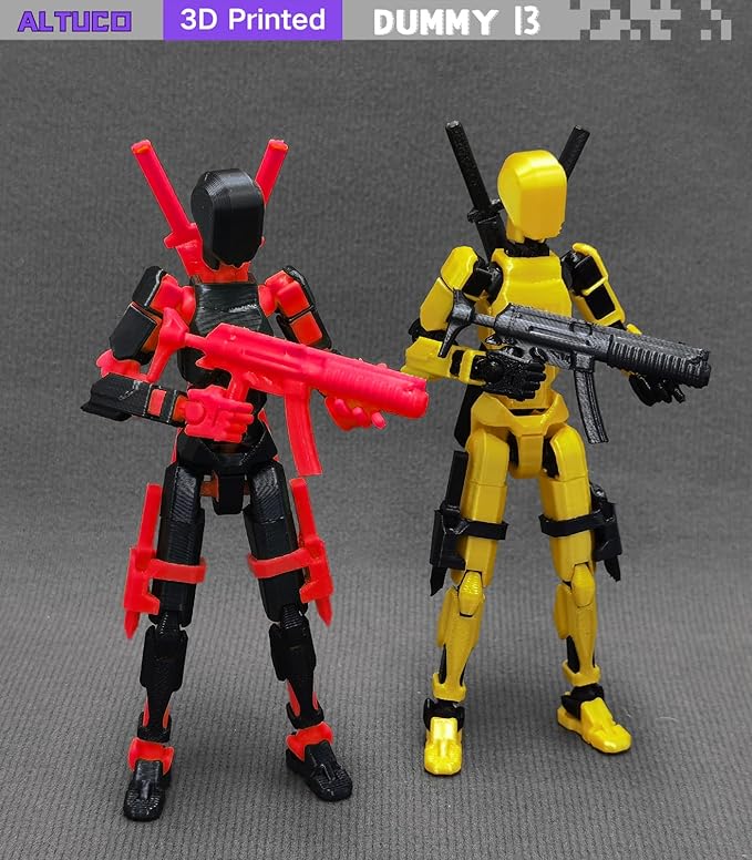T13 Action Figure with Lots of Accessories,3D Printed Multi-Jointed Titan13 Figure,Red Dummy 13 Desktop Decorative Toy