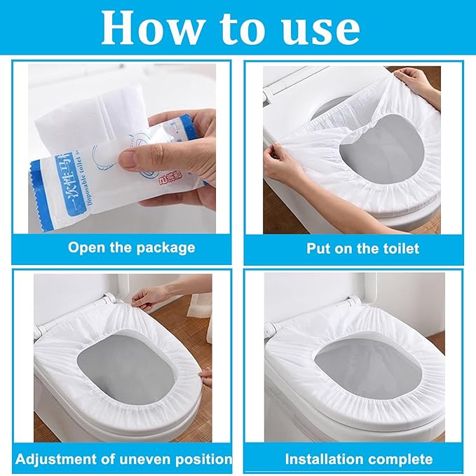 200 Pack Disposable Toilet Seat Cover Waterproof Non-Woven Fabric, Disposable Toilet Seat Covers for Travel, Disposable Seat Covers for Outing Hotel Hospital Public Toilet (Individual Package
