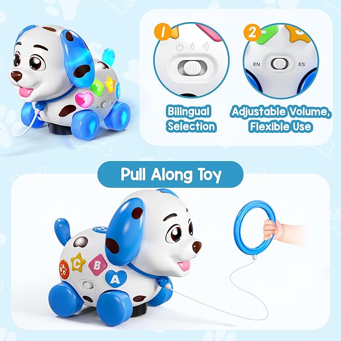 Musical Toys for 1 Year Old Boy Gifts, First 1st Birthday Girl Boy Gifts for 1 Year Old Boy Toy, Baby Toy 6-12-18 Months, Bilingual Learning Educational Puppy for 9 10 12 Months
