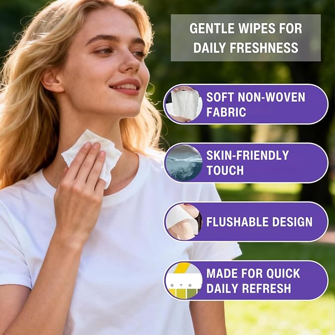 Acidified Body Wipes - 24H Odor Control, pH Balanced for Underarms & Whole Body, Aluminum-Free & Skin-Loving Formula, 80 Wipes