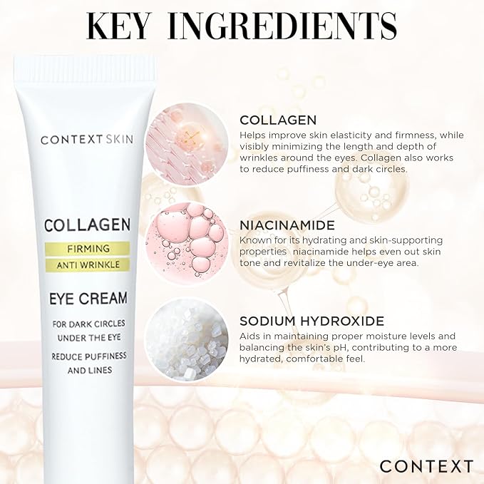 CONTEXT SKIN Collagen Eye Cream – 3-in-1 formula with collagen, coffee & niacinamide for lightweight hydration – supports a smoother, refreshed under-eye appearance – 0.88 fl oz