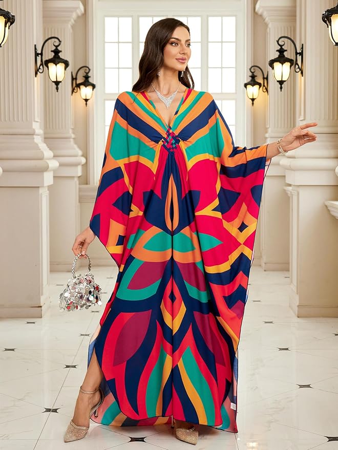 Mumu Dresses for Women Plus Size, Bohemian Kaftan Beach Cover Up Long Maxi Nightgown Soft Loungewear