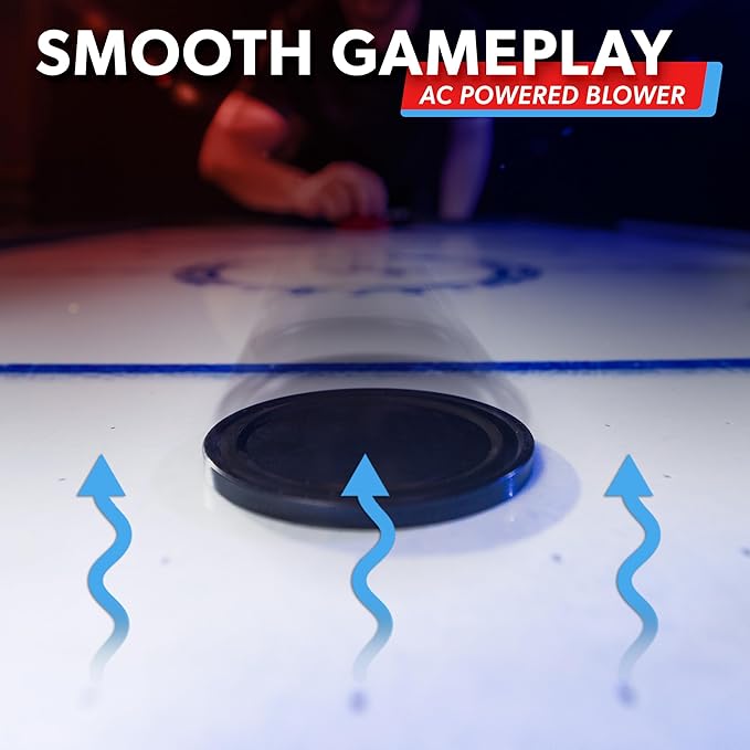 GoSports 48 Inch Air Hockey Arcade Table - Oak or Black - Includes 2 Pushers, 3 Pucks, AC Motor, and LED Scoreboard