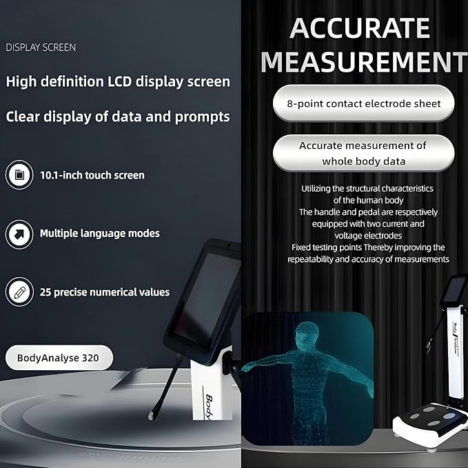 Smart Body Composition Analyzer with Printer - 10" Touchscreen Body Fat Scale Measures 40+ Health Metrics, Muscle, BMI, BMR, Cloud Storage for Home, Gym, Clinic Use