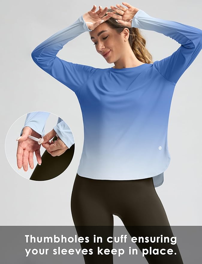 Women's Sun Shirts UPF 50+ Long Sleeve UV Protection Shirt Lightweight Quick Dry Workout Hiking Tops for Women