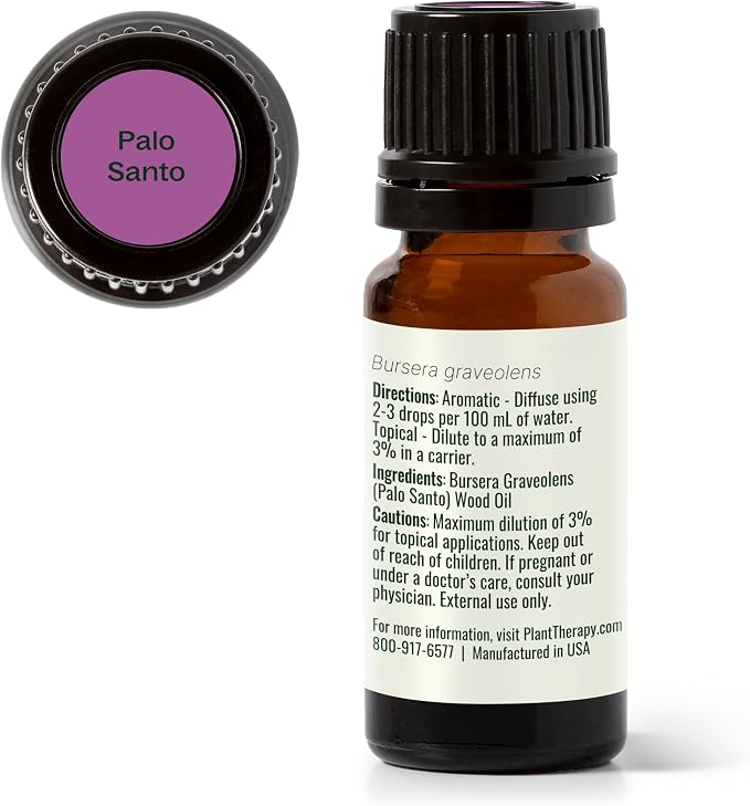 Plant Therapy Palo Santo Essential Oil 10 mL (1/3 oz), 100% Pure, Undiluted, for Aromatherapy, Stress Relief and Meditation