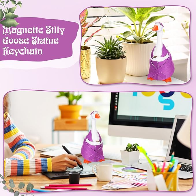 Soulchen 7" Desk Goose Tired Granny Mamma Robe Self Care Outfit Mini Tired Granny Mamma Robe Desk Geese Outfit Goose Cloth Cute Costume for 7 Inch Geese Figurine Desktop Home Decoration(Purple)