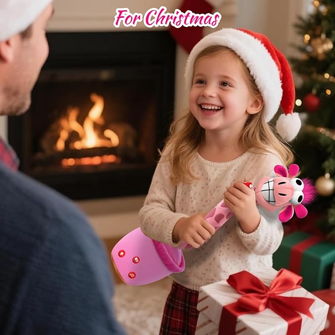 Talking Dancing Giraffe Toy,Interactive LED Repeat Record Singing Wriggle Mimicking Girls Boys Toddler Toys,Fun Baby Stocking Stuffers for Kids 2025 Best Christmas Novelty Gifts 120 Song Pink