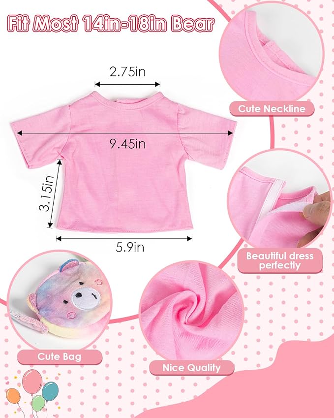 8 Pcs Colorful Bear Clothes Cute Bear Accessory Bag, Fits 14-18 Inch Bears, DIY Toy - Design Your Own Teddy Bear, Build a Bear Clothes