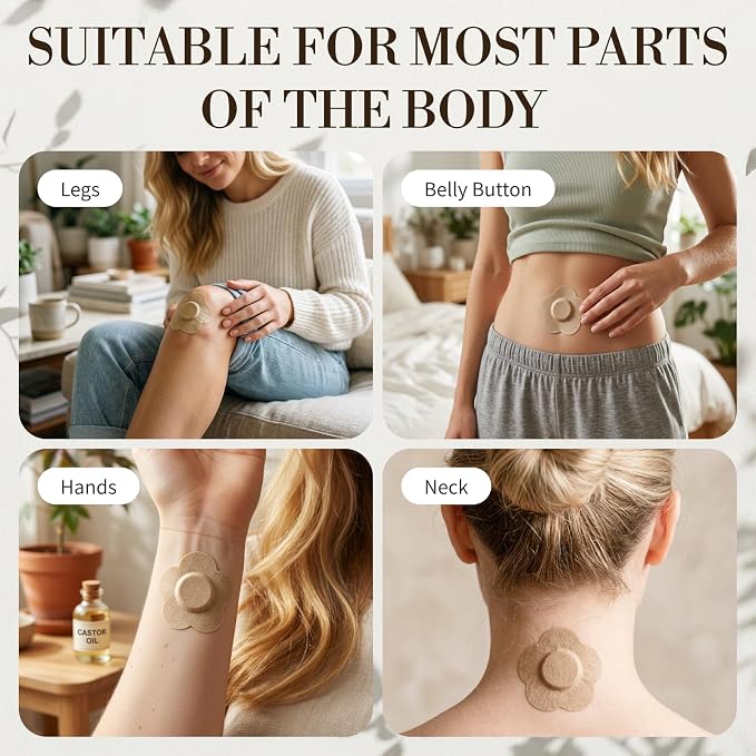 Castor Oil Patches - 75PCS of Disposable Castor Oil Organic Cotton Self Patch Suitable for Navel Use, Breathable, Portable, Cannot be Cleaned
