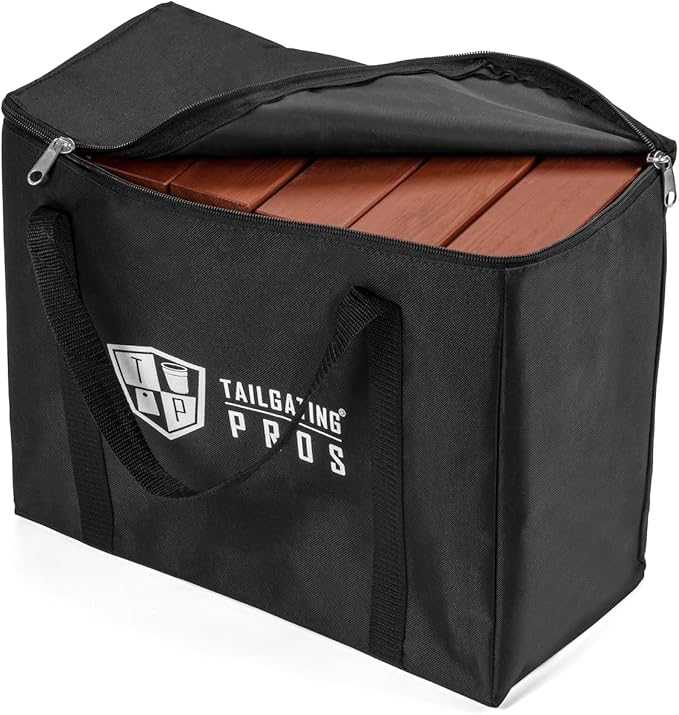 Tailgating Pros Premium Giant Toppling Timbers with Tote –Jumbo Outdoor Yard Game, Tower Grows to Over 5 Feet! – Optional Tipsy Stickers Available!
