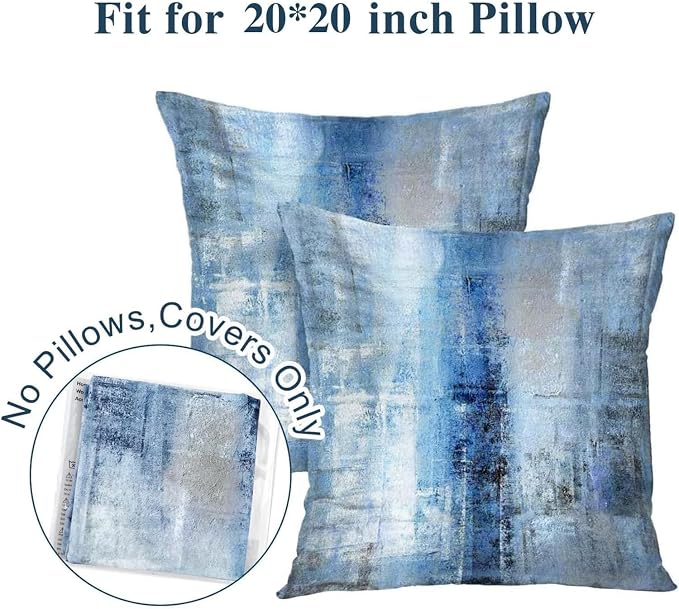 Throw Pillow Covers for Couch, 22x22 Inch, 2 Pack, Blue Grey | Decorative Throw Pillow Covers Cushion Covers for Couch Bedroom Sofa Living Room