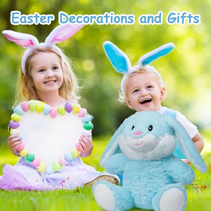 HollyHOME Bunny Stuffed Animal, Easter Bunny Plush Toys, Soft and Cuddly Stuffed Rabbit Easter Gift for Kids Baby Girls 10 inch Powder Blue