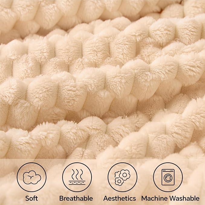 BEDELITE Blush Sand Throw Blanket for Couch, Soft Gifts for Women, 50 * 60 | 3D Jacquard Decorative Fleece Blanket, Super Soft Plush Throws, Cute Birthday Gift for Women & Men, Suitable for All Seasons