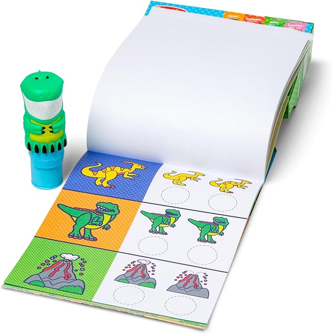 Melissa & Doug Sticker Wow!™ Dinosaur Bundle: 24-Page Activity Book, Refillable Sticker Stamper, Mini Pad, 500 Stickers, Arts and Crafts for Kids Ages 3+