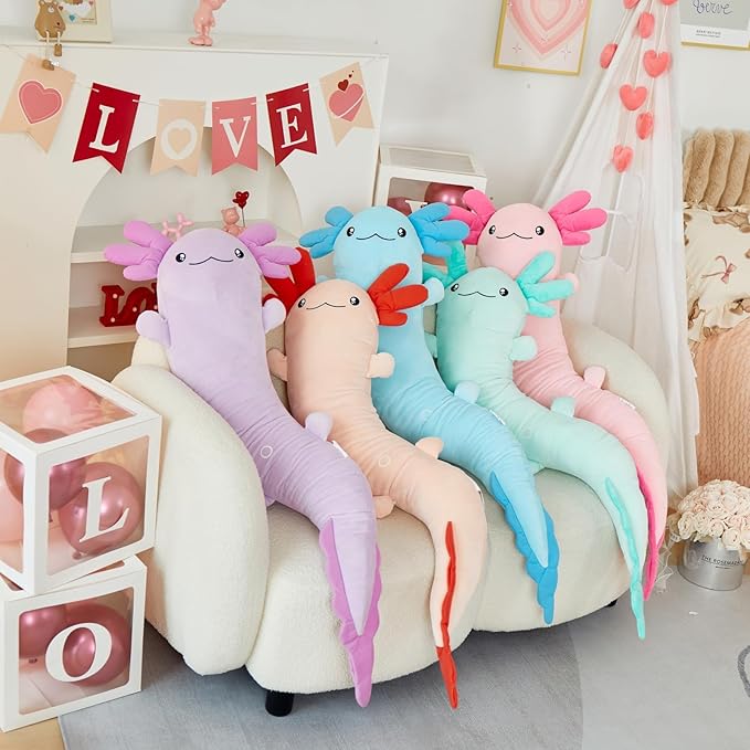 MaoGoLan Giant Axolotl Plush Toy Stuffed Animal, Huge Axolotl Body Pillow for Kids Girl Boy, Big Salamander Plush Glow in The Dark, Birthday Valentine Christmas Party Gifts Pink