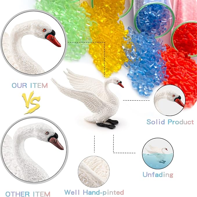 LC JoyCre 4PCS White Swan Figurine Goose Swan Toy Animal Figure for Toddlers Preschool Animals Figures Eduactional Project Diorama Model Toy for Kids 3 4 5 6