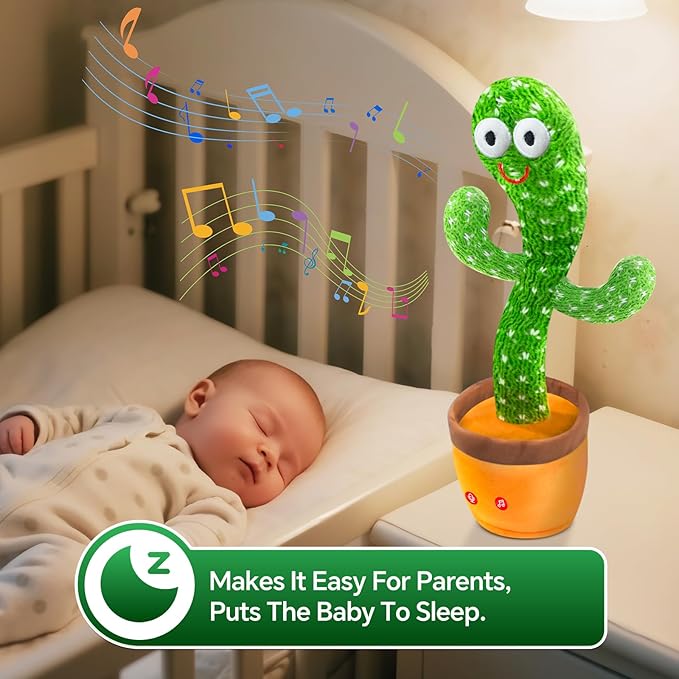 Dancing Talking Cactus Toy,Silly Baby Stocking Stuffers for Kids,Interactive LED Repeat Record Singing Wriggle Mimicking Girls Boys Toddler Toys,2025 Top Christmas Unique Gifts 120 Song Green