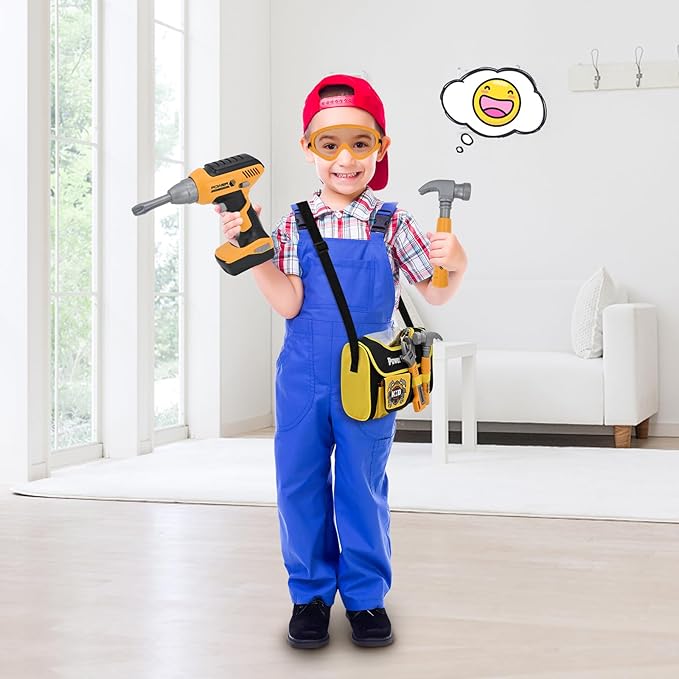 Kids Tools Set for Boys,Toddler Tool Set with Tool Bag & Electronic Drill,Construction Pretend Play Tools for Kids ,Toys for 3 4 5 Year Old Boys