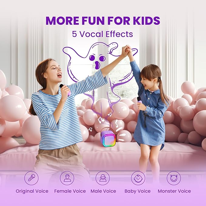 Mini Karaoke Machine for Kids, 2026 TOP Toys Birthday Gifts Ideas for Girls Ages 4, 5, 6, 7, 8, 9, 10, 12+ Years Old, Portable MP3 Player with 2 Wireless Mics for Party