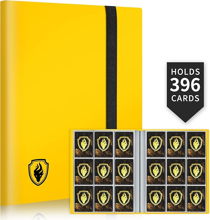 Card Binder 9 Pocket, Fabmaker 396 Pockets Trading Card Binder, Premium Collector Card Album for Standard Cards, Side Loading Card Collection Folder for Game Cards, Sport Cards, Yellow