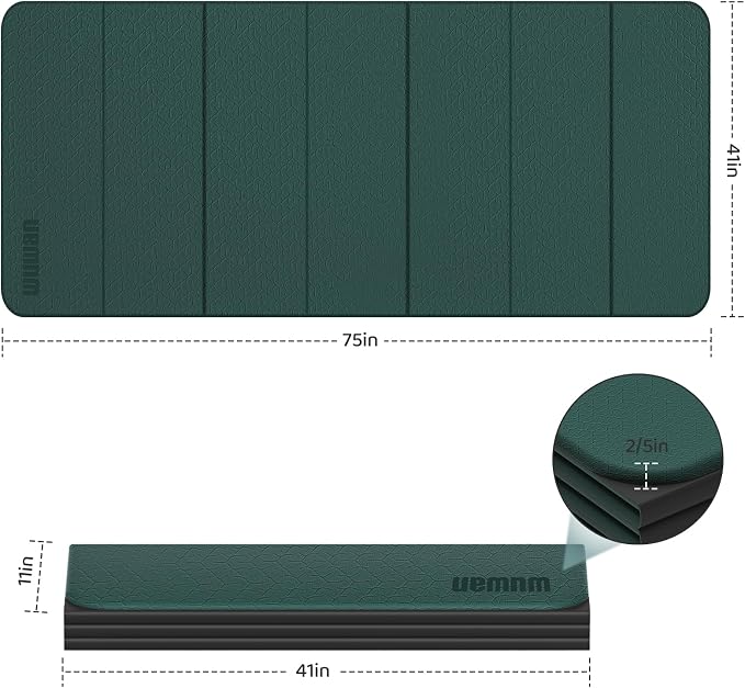 Foldable TPE Yoga Mat Thick 10mm,75" x40"Extra Large Exercise Mats | Stretch Mat Non-slip Fitness Folding Mat Easy to Carry,Wide Gym Mats for Women Men Suitable for Home Workout Travel Pilates