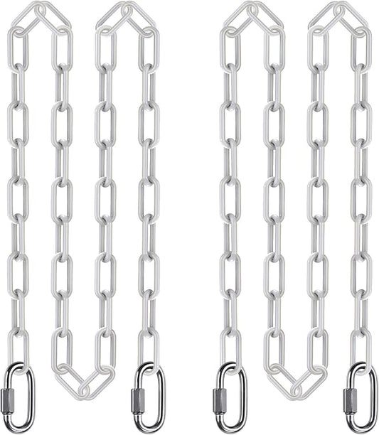 SELEWARE 2 Pack 100 Inch Hanging Swing Chain with 4 Carabiners, 1000LB Capacity Plastic Coated Hanging Chains, Hammock Hardware Kit for Swing, Hanging Chair, Punching Bags, Indoor Outdoor Gym (White)