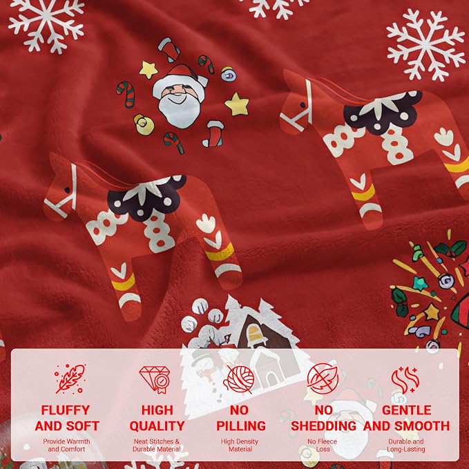 COMFAR Cute Christmas Blankets and Throws for Adults/Women/Boys/Kids, Holiday Fleece Throw Blanket for Couch/Sofa, Holiday Decor, Christmas Decorations/Gifts 40"x 60"