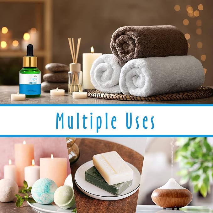Fresh Laundry Fragrance Oil, MitFlor Single Scented Oil, Large Size Premium Grade Fragrance Oil for Soap & Candle Making, Aromatherapy Diffuser Oil, Refreshing Lemony Scent for Home Fragrance, 30 ml