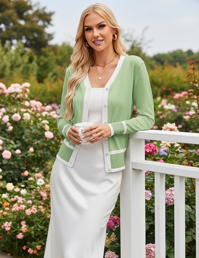 GRACE KARIN Cardigan Sweaters for Women Lightweight Long Sleeve Cropped Cardigan Summer Fall Fashion Clothing Outfits Shrug