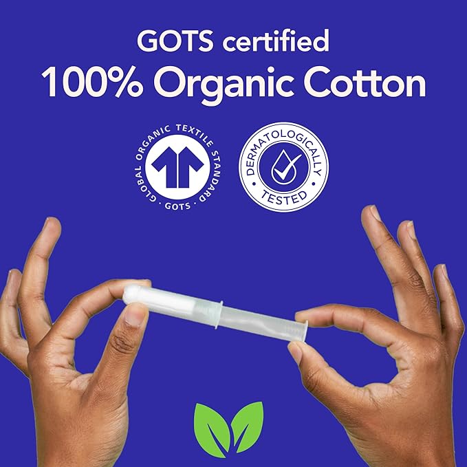 Marlow | Organic Cotton Tampons | Plant Based Applicator | Regular 54 Count